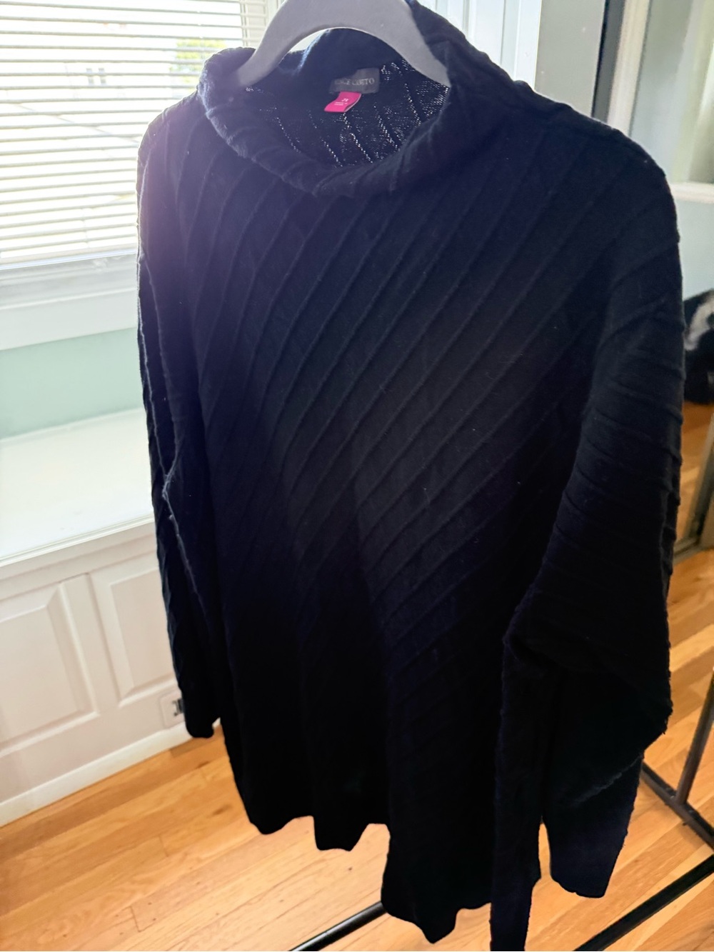 Vince Camuto Black Ribbed Turtleneck Sweater